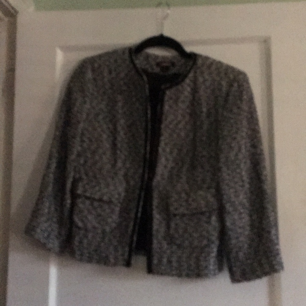 Express black and white tweed jacket